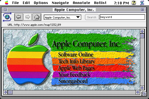 Apple.com as imagined in the NCSA Mosaic browser (1994)